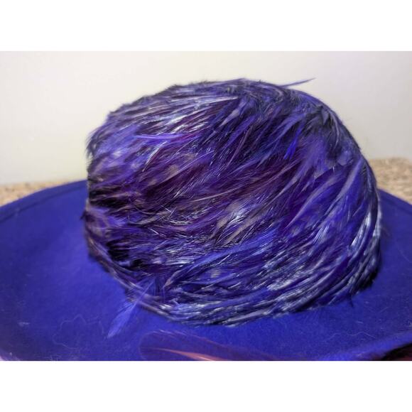 Vintage Mr John\'s 100% Wool Hat Purple Feathers Special Occasion Derby Pimp main image 4
